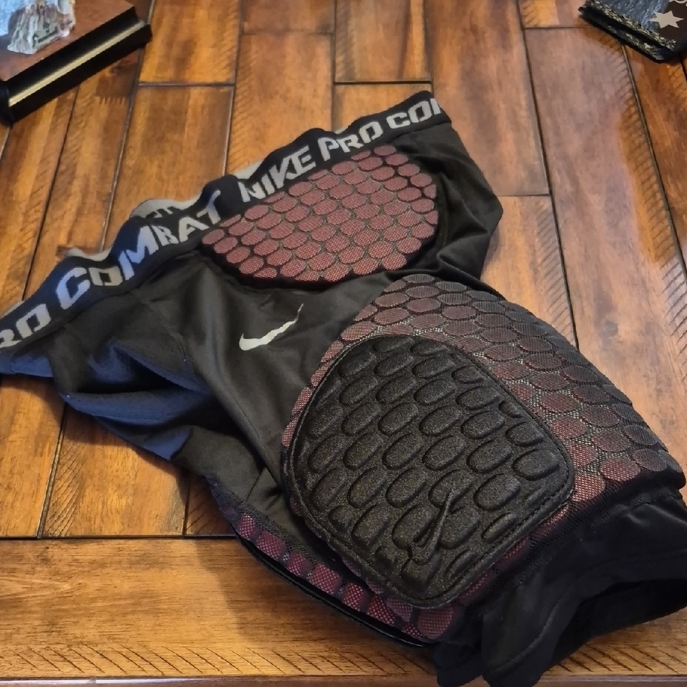 Nike Pro Combat Black and Dark Red Padded Football Girdle Shorts